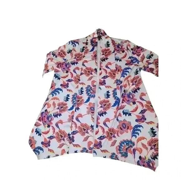 Slinky Brand Womens Cardigan Size M Open Front Lightweight Floral Art To Wear - Picture 6 of 13